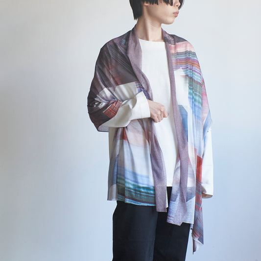 肌に馴染むニットストール - BLOCK DURING A WAVE - 1color