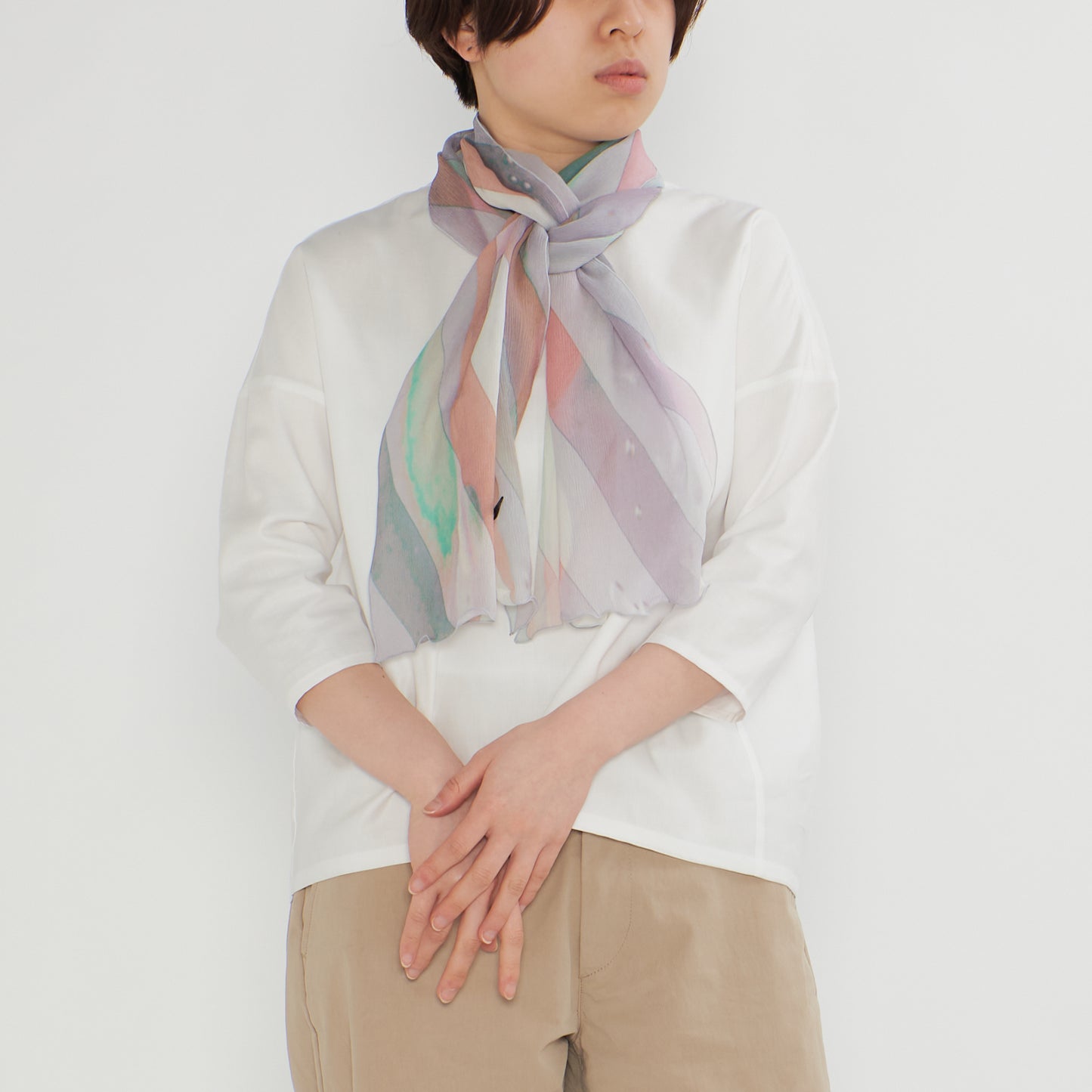 さらっと小ぶりなスカーフ DROP STRIPE _ 2 colors