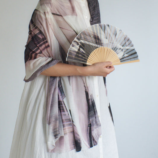 昔ながらの製法で仕立てた綿扇子 BLOCK DURING A WAVE _ 2 color