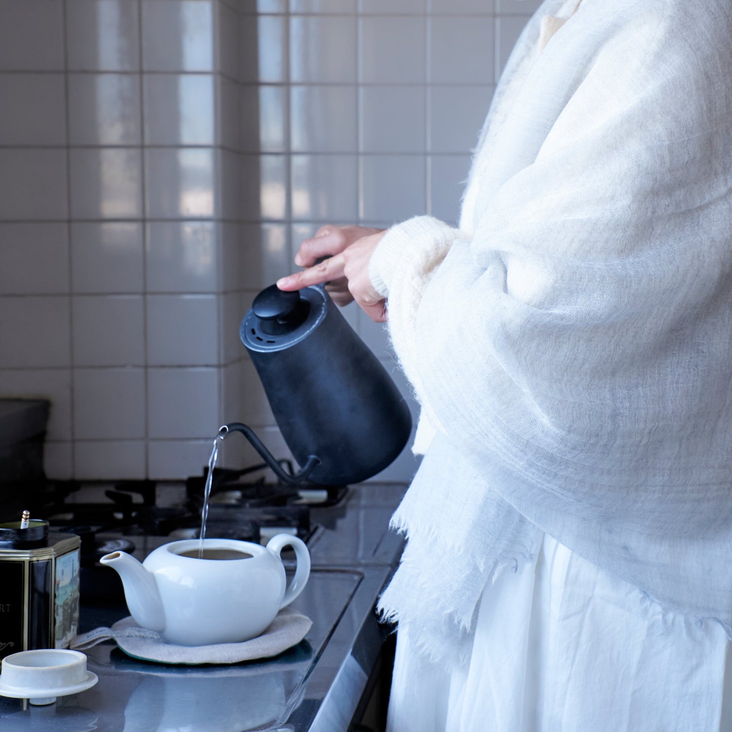 ふわりと軽いのに暖かい カシミヤストール -4color