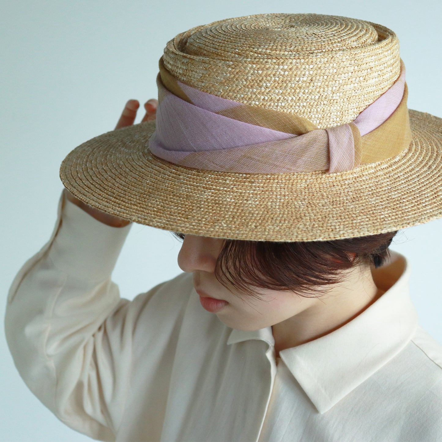 ストールリボンの麦わら帽子 Sailor straw hat _ 3 colors