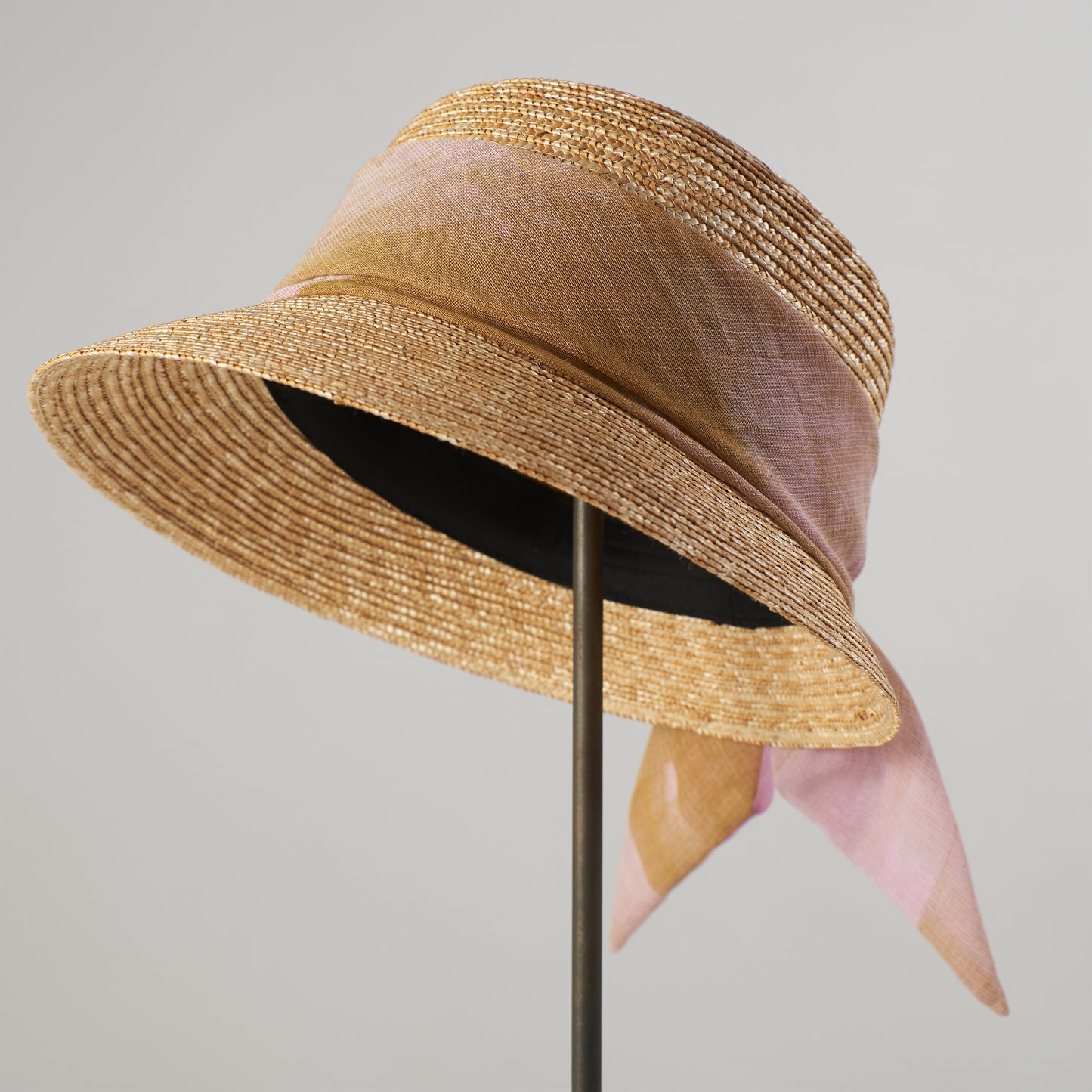 ストールリボンの麦わら帽子 Crochet straw hat _ 3 colors