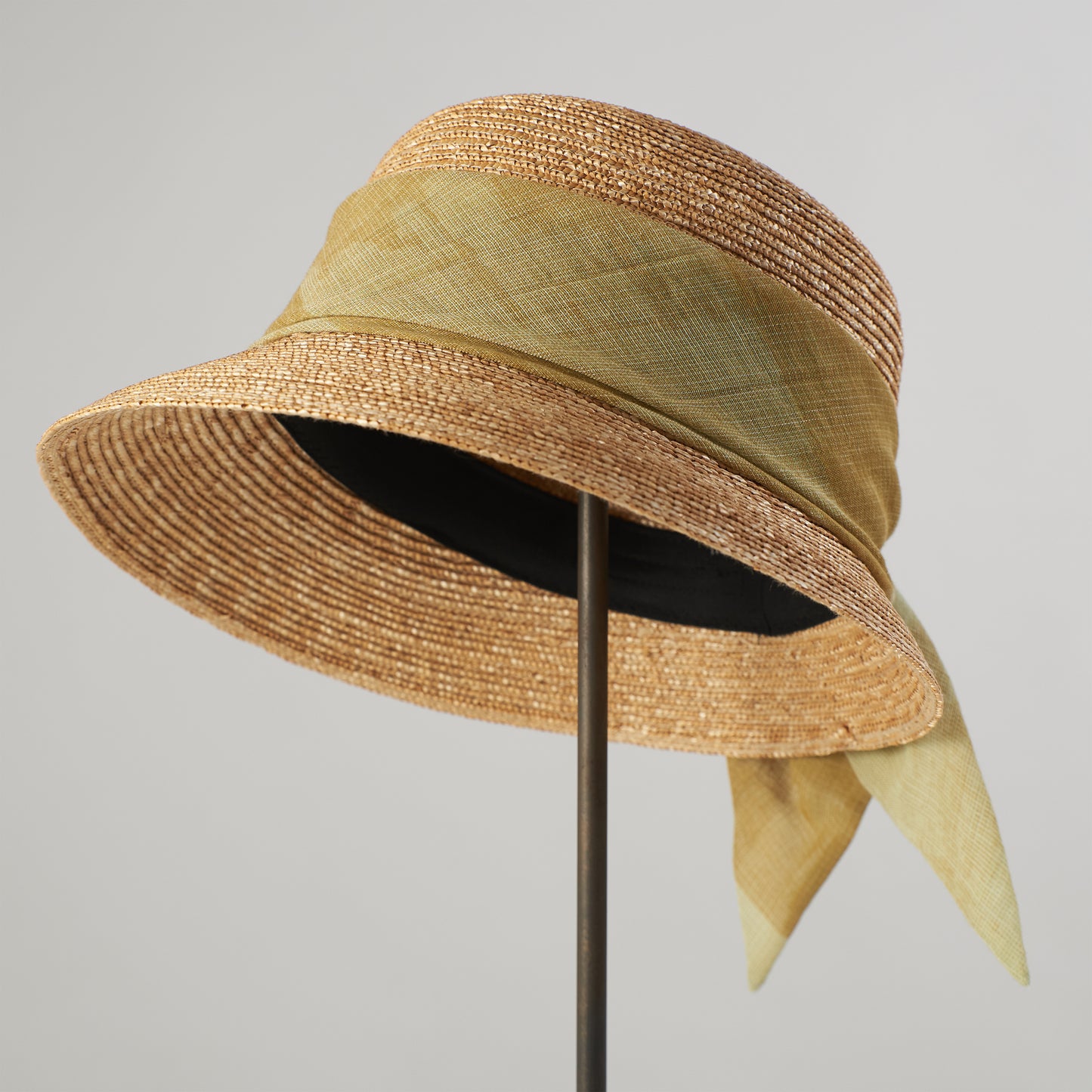 ストールリボンの麦わら帽子 Crochet straw hat _ 3 colors